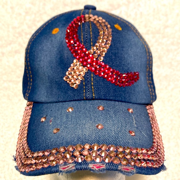 Blinged Lightly Distressed Baseball Cap - Picture 1 of 7